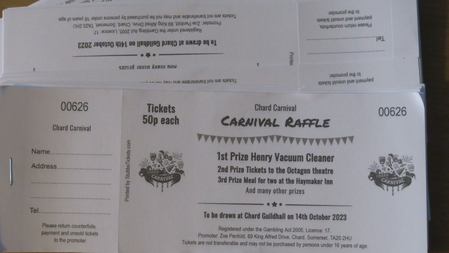 Chard Carnival Raffle tickets * 10